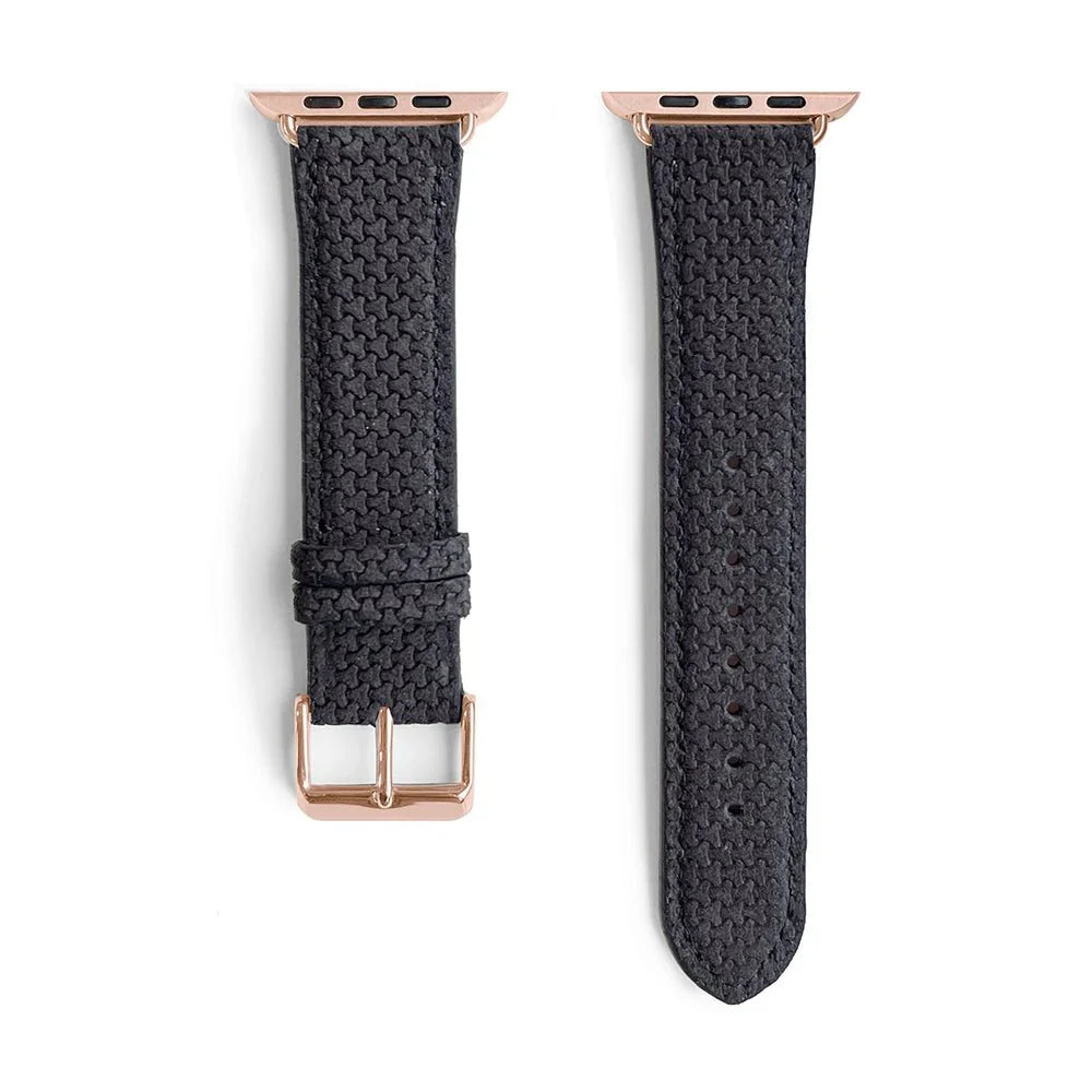 Le Graphite | Textured Genuine Leather Band (carbon fiber effect) - quickz - it